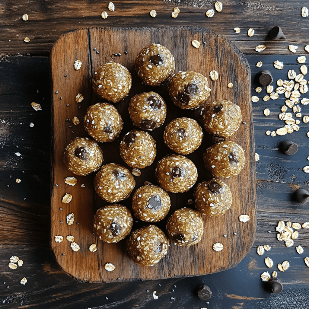 Homemade energy bites with oats, dates, chia seeds